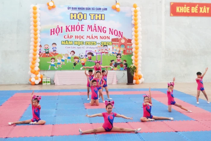 Xã Cam Lâm: 144 trẻ tham gia Hội khỏe măng non cấp học mầm non 