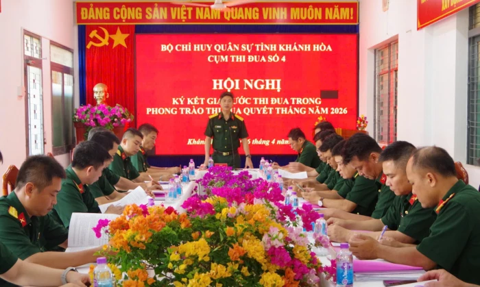 Cụm thi đua số 4 - Bộ Chỉ huy Quân sự tỉnh Khánh Hòa ký kết giao ước thi đua năm 2026