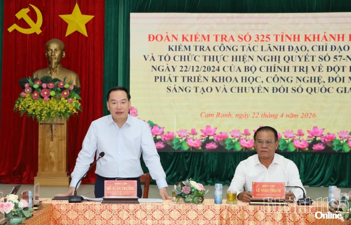 Đoàn kiểm tra 325 của Ban Thường vụ Tỉnh ủy Khánh Hòa kiểm tra công tác lãnh đạo, chỉ đạo và tổ chức thực hiện Nghị quyết số 57 của Bộ Chính trị tại phường Cam Ranh