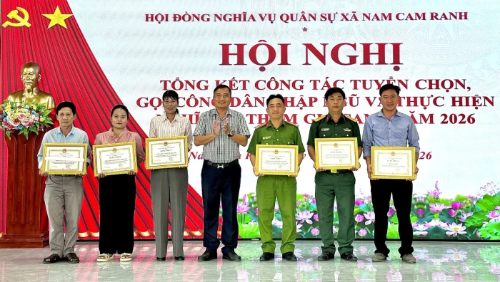 Xã Nam Cam Ranh tổng kết công tác tuyển chọn, gọi công dân nhập ngũ năm 2026
