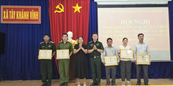 Xã Tây Khánh Vĩnh tổng kết công tác tuyển chọn, gọi công dân nhập ngũ năm 2026