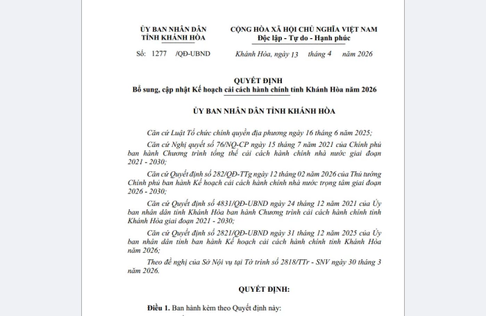 Cập nhật, bổ sung các chỉ tiêu, nhiệm vụ cải cách hành chính trọng tâm năm 2026