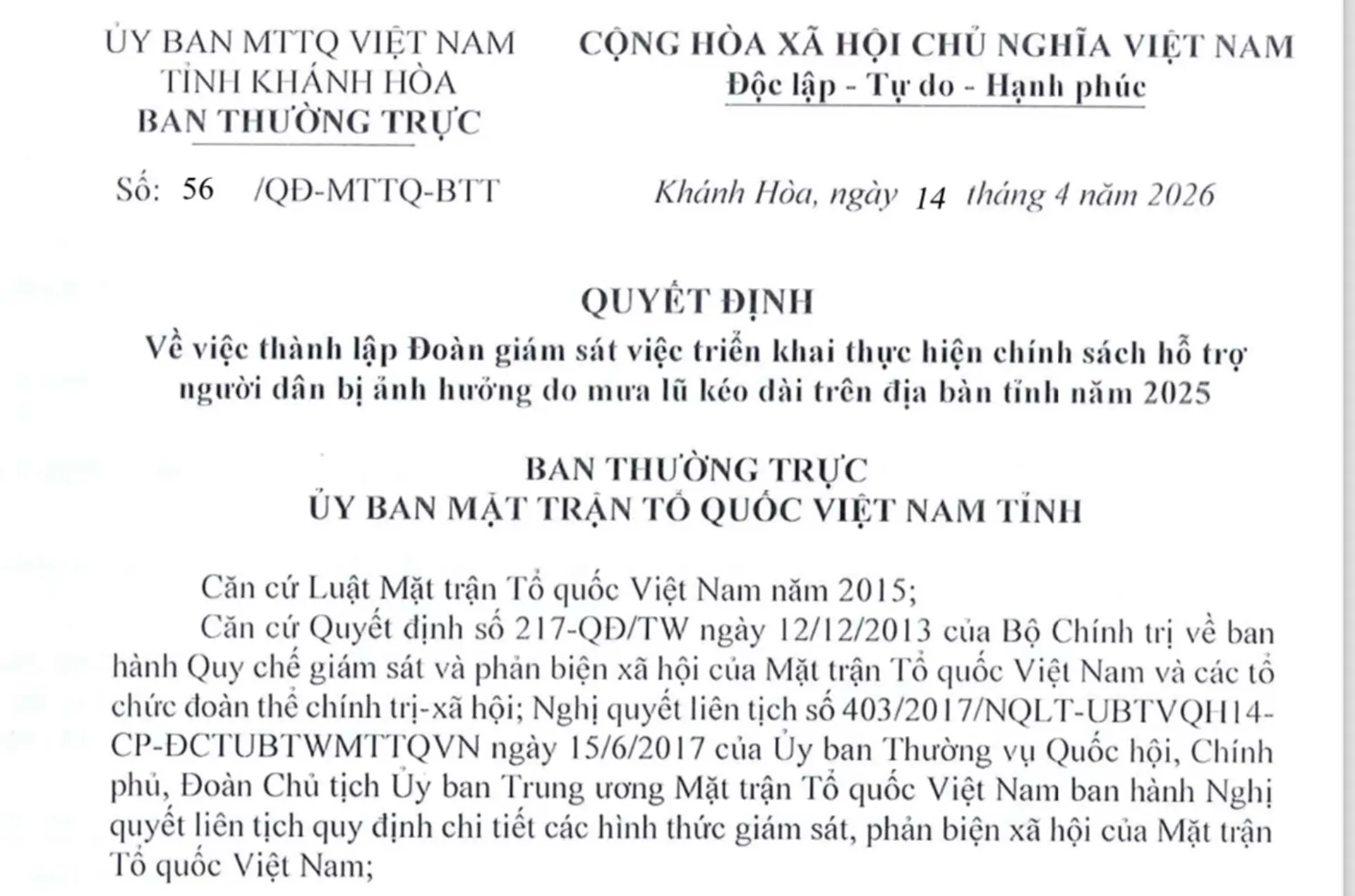 Giám sát việc thực hiện chính sách hỗ trợ người dân bị ảnh hưởng mưa lũ năm 2025