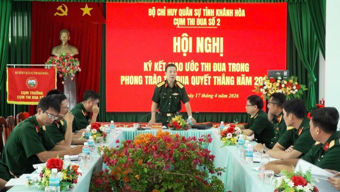 Cụm thi đua số 2 - Bộ Chỉ huy Quân sự tỉnh Khánh Hòa ký kết giao ước thi đua năm 2026