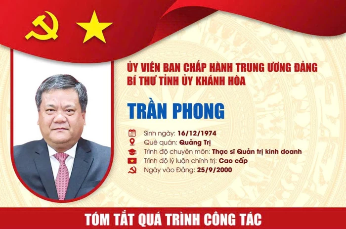 [Infographic] Tóm tắt quá trình công tác của đồng chí Trần Phong - Ủy viên Ban Chấp hành Trung ương Đảng, Bí thư Tỉnh ủy Khánh Hòa