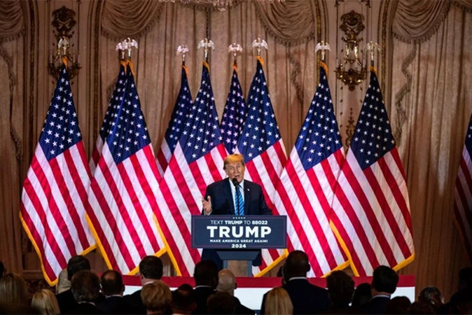 Cựu Tổng thống Mỹ Donald Trump tại sự kiện bầu cử Siêu thứ Ba ở bang Florida ngày 5/3. (Ảnh: AFP/TTXVN)

