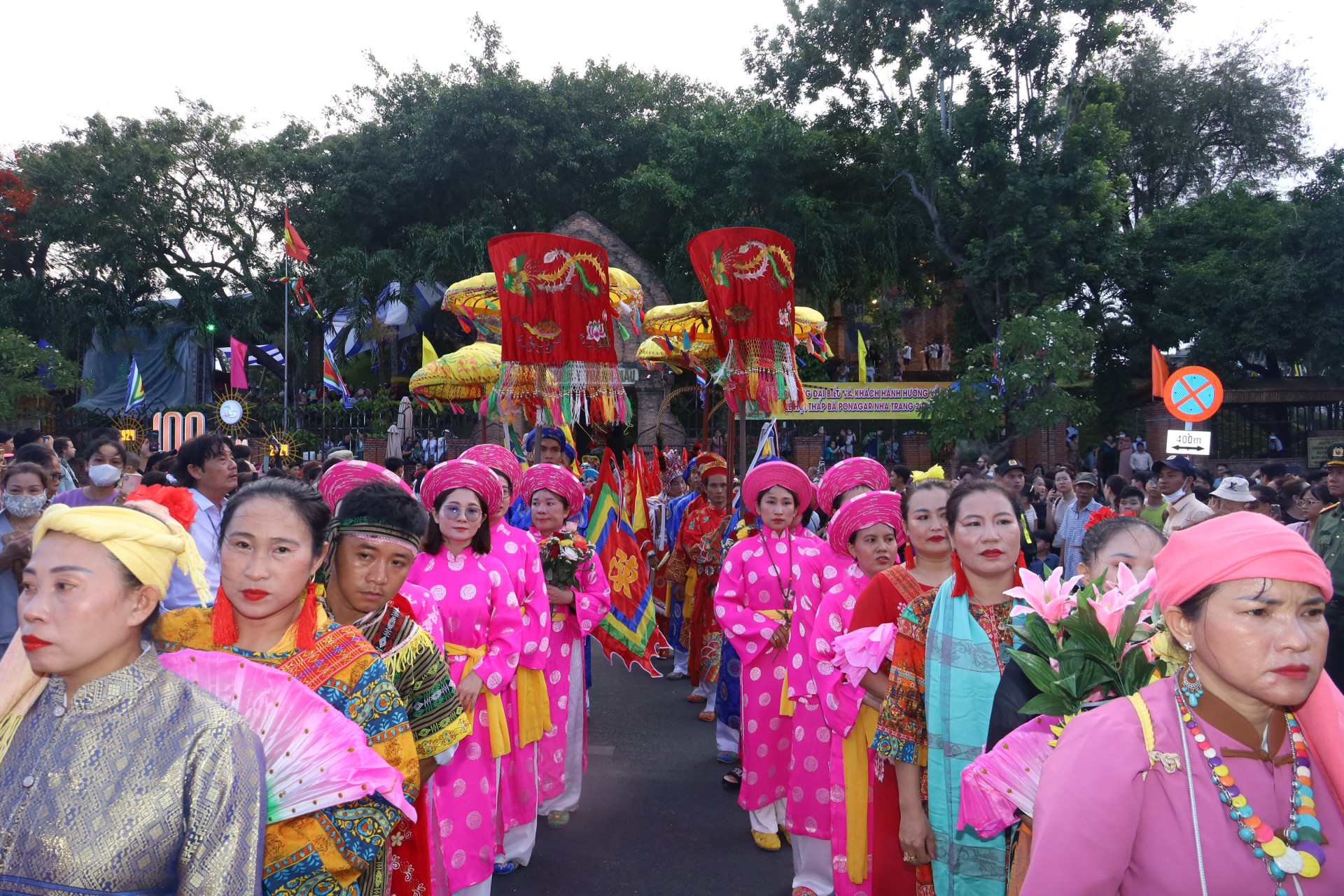 Pilgrims attending Ponagar Temple Festival

