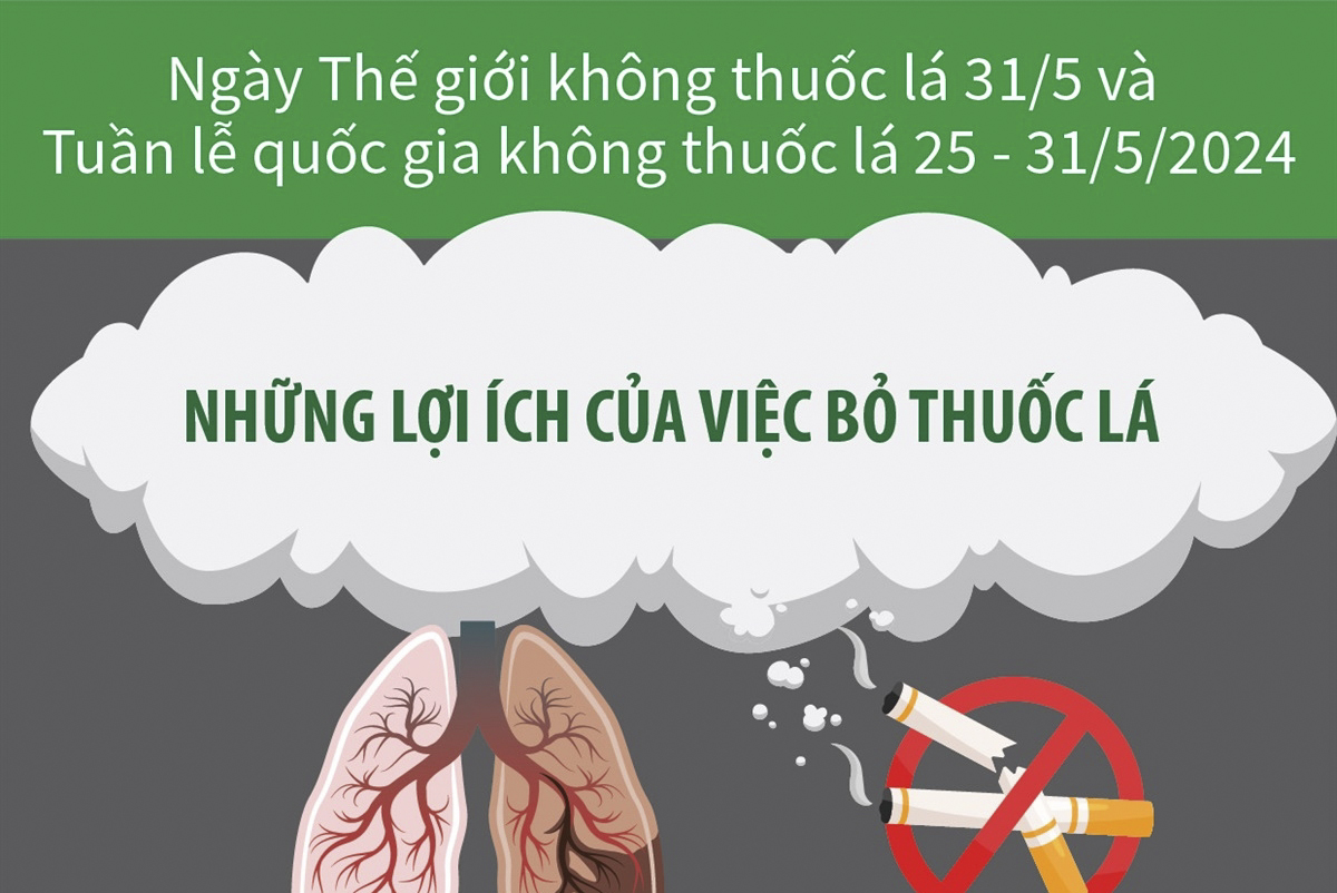 Ngày Thế giới không thuốc lá 31/5 và Tuần lễ quốc gia không thuốc 25 - 31/5/2024: Những lợi ích lâu dài của việc bỏ thuốc lá