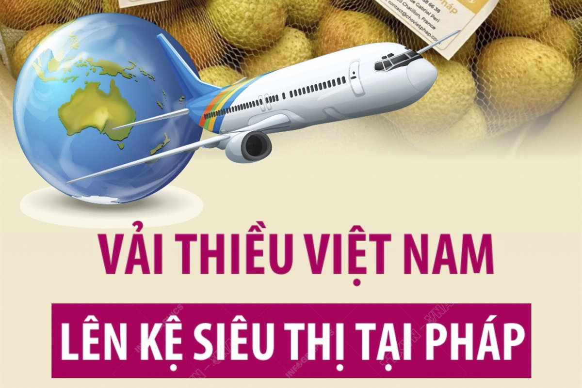 Vải thiều Việt Nam lên kệ siêu thị tại Pháp