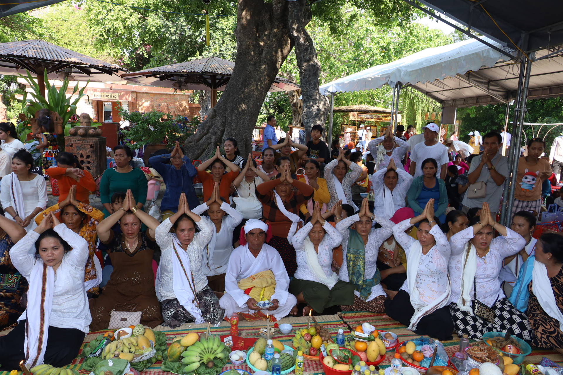 Cham people performing ritual acts at Ponagar Temple Festival

