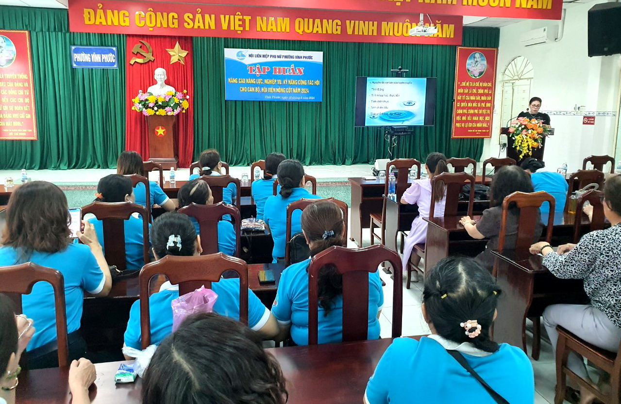 Hội Liên hiệp Phụ nữ phường Vĩnh Phước: Tập huấn nâng cao năng lực cho 100 cán bộ, hội viên nòng
cốt