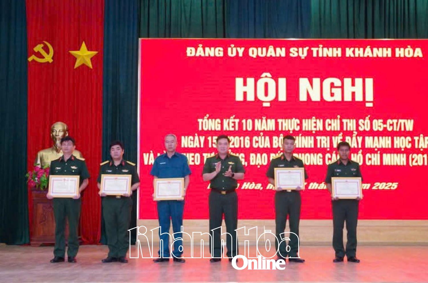 Đảng ủy Quân sự tỉnh Khánh Hòa tổng kết 10 năm thực hiện Chỉ thị số 05 của Bộ Chính trị