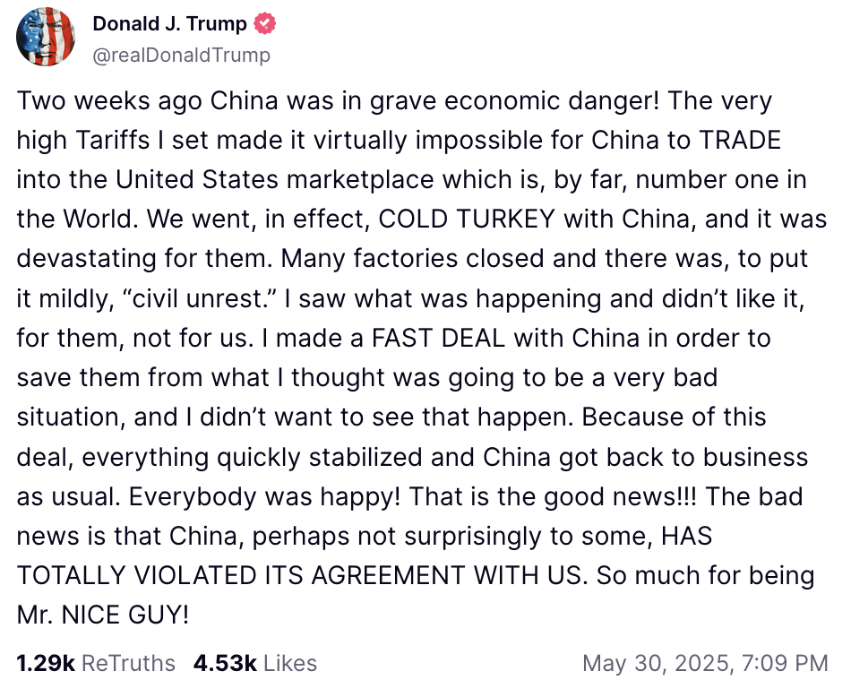 Tổng thống Trump cáo buộc Trung Quốc ‘hoàn toàn vi phạm thoả thuận’ với Mỹ