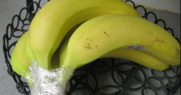 Bọc cuống chuối với màng bọc thực phẩm.