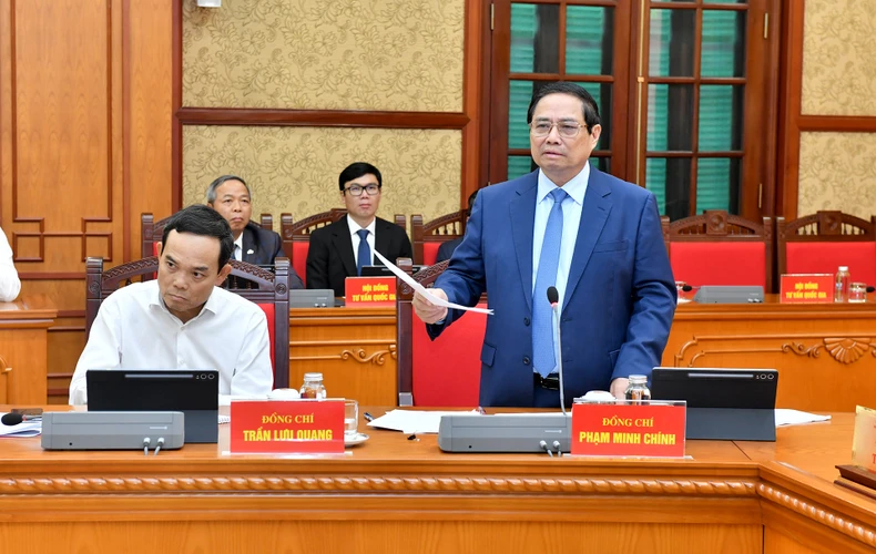 Thủ tướng Chính phủ Phạm Minh Chính phát biểu tại phiên họp. (Ảnh: Đăng Khoa)
