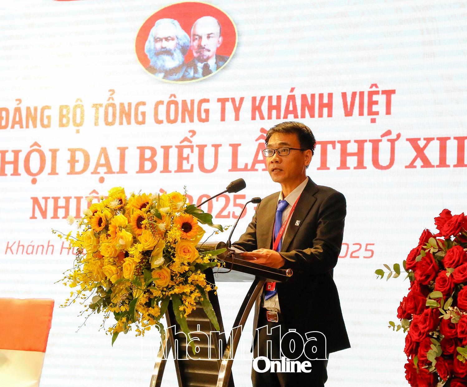 Ông Lê Quốc Thành - Bí thư Đảng ủy nhiệm kỳ 2020-2025, Chủ tịch Hội đồng Thành viên Khatoco phát biểu khai mạc đại hôi