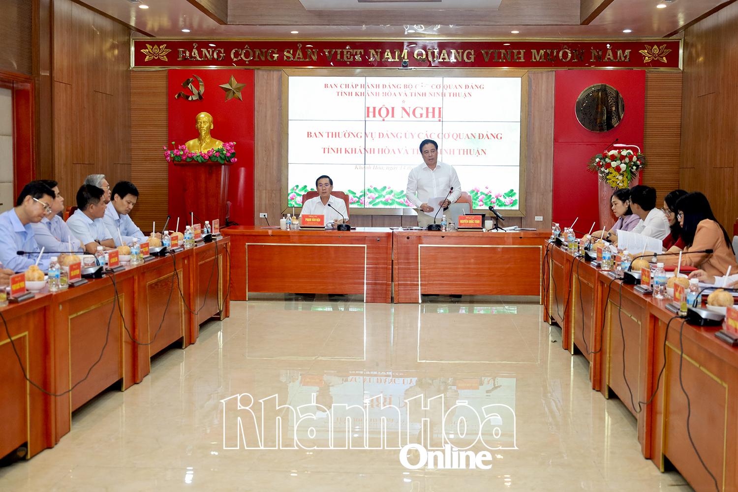 Hội nghị Ban Thường vụ Đảng ủy Các cơ quan Đảng 2 tỉnh Khánh Hòa và Ninh Thuận