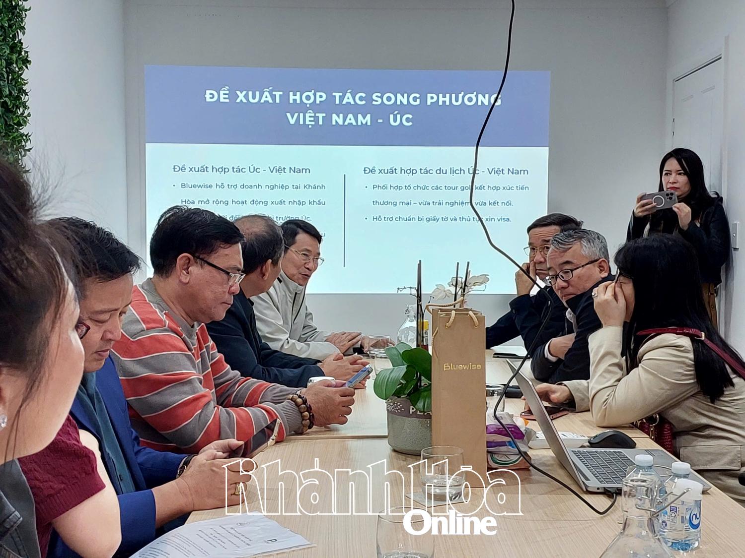 Đoàn công tác tỉnh Khánh Hòa thăm, làm việc với Hiệp hội Doanh nhân Việt Nam tại Sydney và Công ty Bluewise Group (Australia)