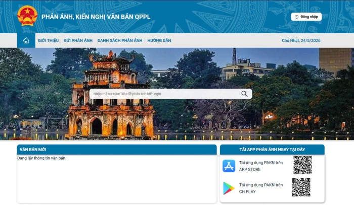 Tiếp nhận, xử lý phản ánh, kiến nghị trên hệ thống thông tin do Bộ Tư pháp vận hành