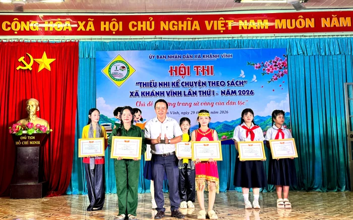 Xã Khánh Vĩnh tổ chức hội thi “Thiếu nhi kể chuyện theo sách”