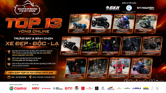 Công bố Top 13 “Xe đẹp - độc - lạ” tại Castrol Superbike Fest 2026
