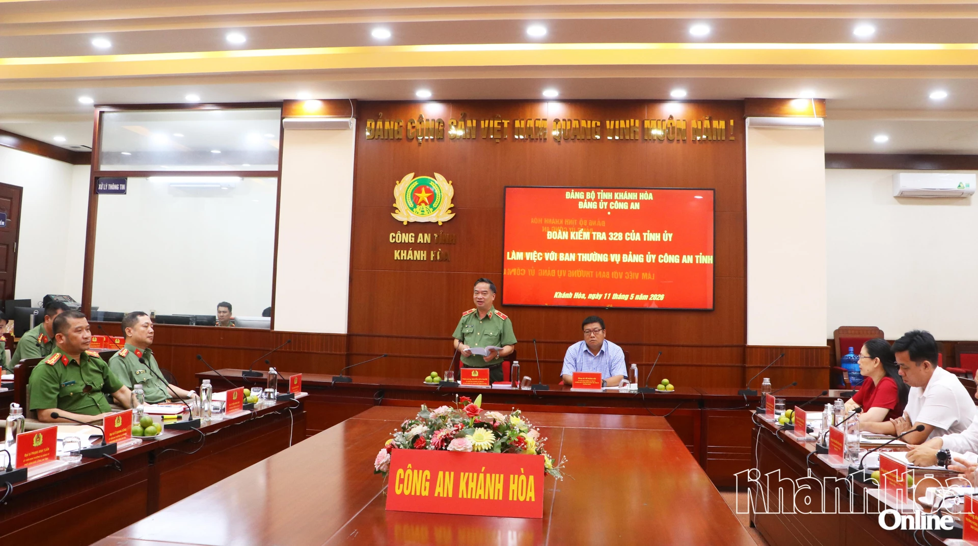 Thiếu tướng Nguyễn Hữu Phước phát biểu tại buổi kiểm tra.