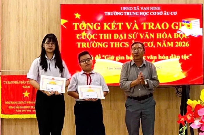 Trường THCS Âu Cơ (xã Vạn Ninh) trao giải cuộc thi Đại sứ Văn hóa đọc năm 2026