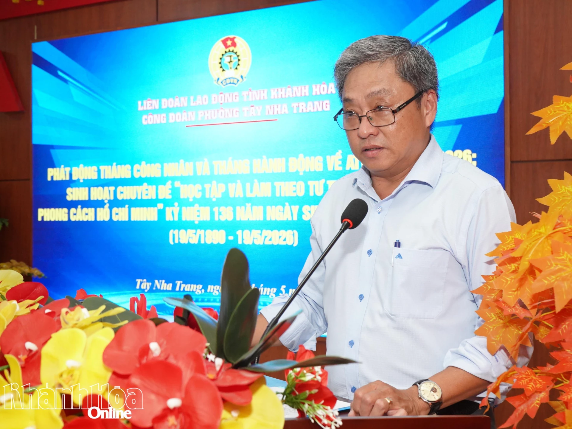 Ông Nguyễn Đình Anh Minh - Phó Bí thư Đảng ủy, Chủ tịch UBND phường phát biểu chỉ đạo định hướng hoạt động Công đoàn phường