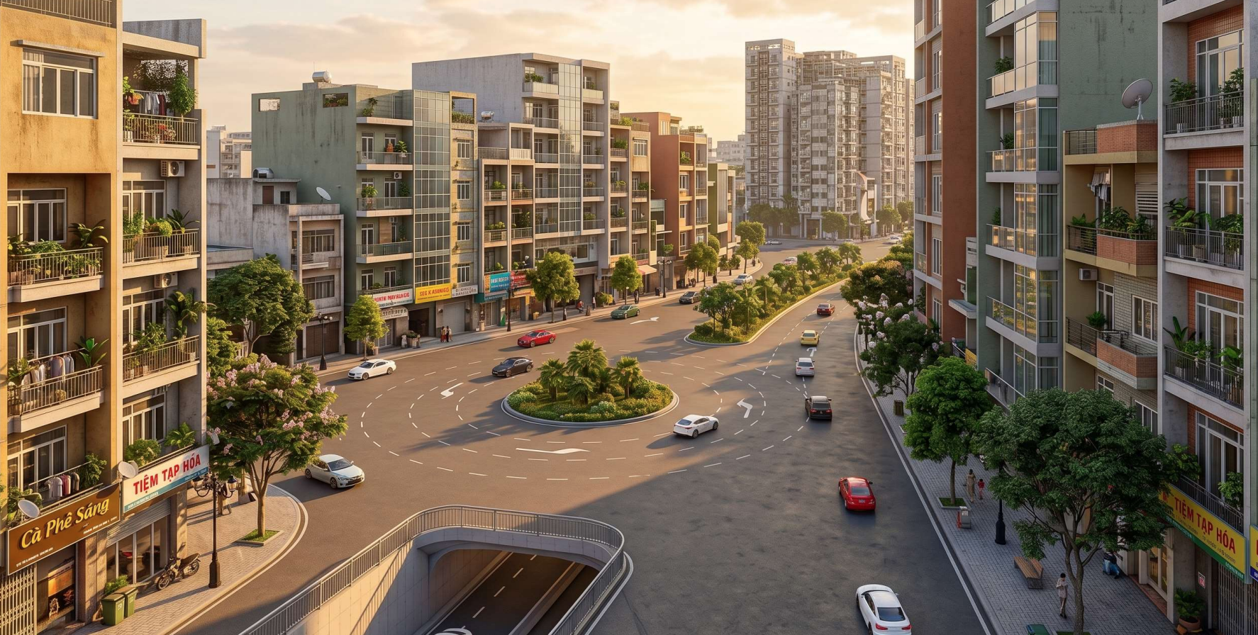 Phối cảnh phía trên, hầm phía dưới theo phương án được chọn.