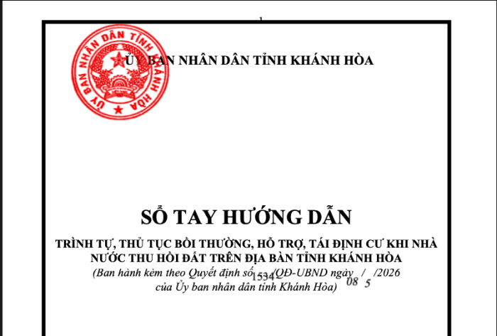 Ban hành Sổ tay hướng dẫn trình tự thủ tục bồi thường, hỗ trợ, tái định cư khi Nhà nước thu hồi đất