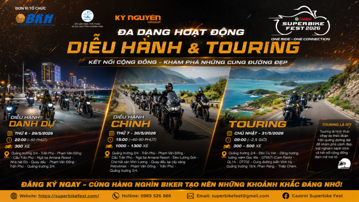 [Video] Hé lộ chuỗi diễu hành và touring tại Castrol Superbike Fest 2026