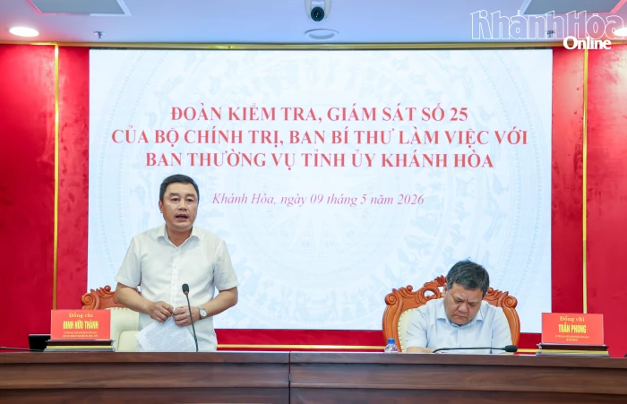 Đoàn Kiểm tra, giám sát số 25 của Bộ Chính trị, Ban Bí thư làm việc với Ban Thường vụ Tỉnh ủy