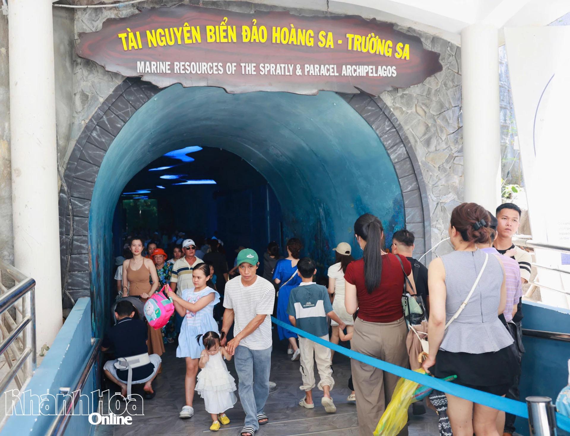 Khách tham quan Bảo tàng Hải dương học. 