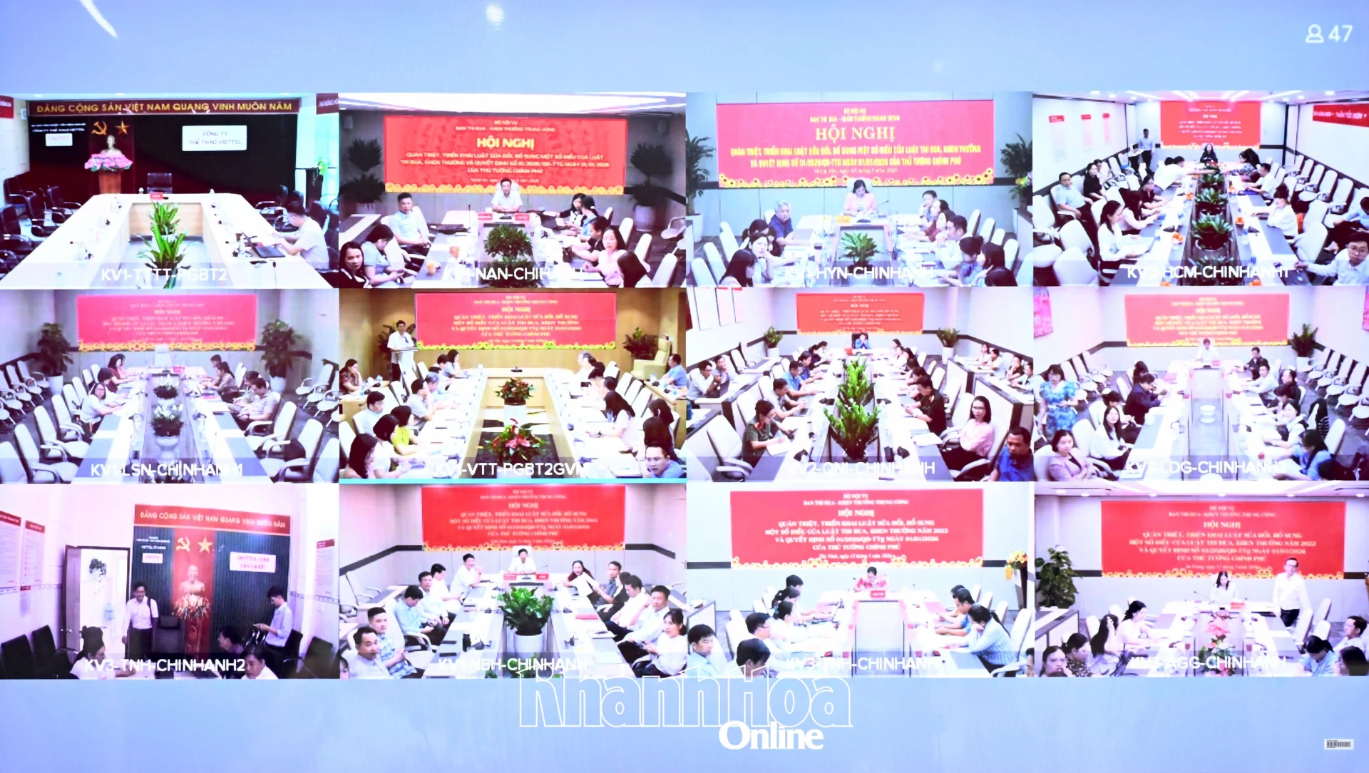 Hội nghị được kết nối với 13 điểm cầu thuộc tỉnh Khánh Hòa.Ảnh: N.V