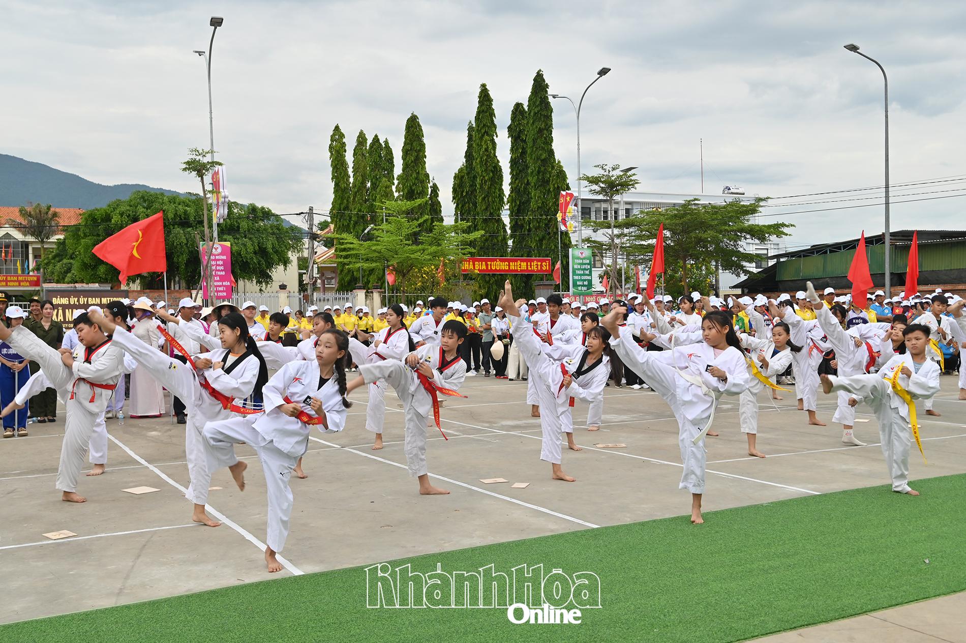 Biểu diễn võ thuật taekwondo.