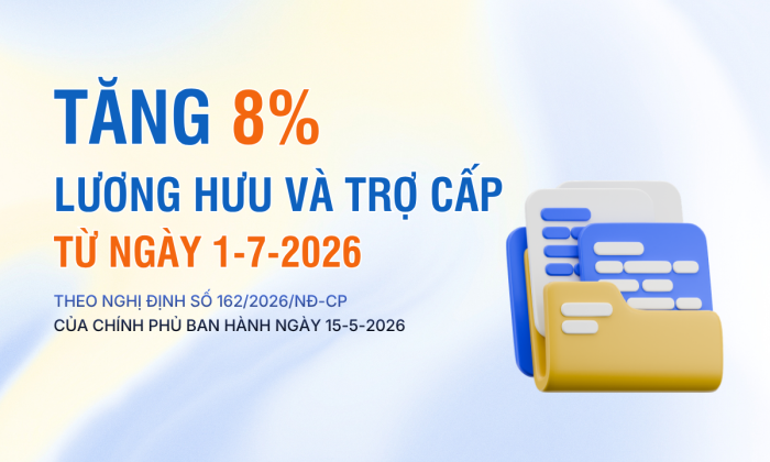 [Infographic] Tăng 8% lương hưu và trợ cấp từ ngày 1-7-2026