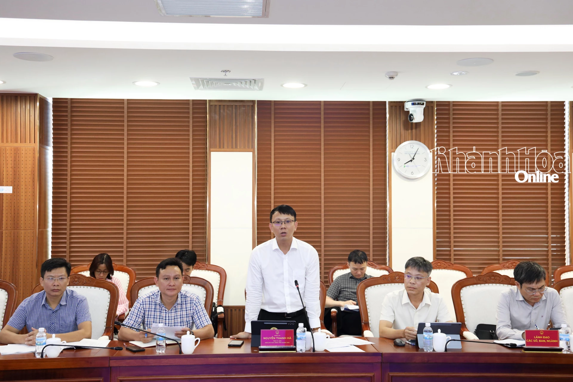 Đồng chí Nguyễn Thanh Hà - Phó Chủ tịch UBND tỉnh phát biểu tại cuộc họp.