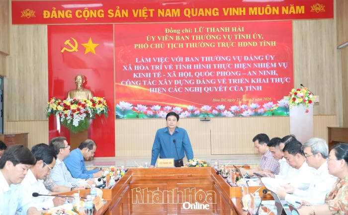 Phó Chủ tịch Thường trực HĐND tỉnh Lữ Thanh Hải làm việc với Ban Thường vụ Đảng ủy xã Hòa Trí