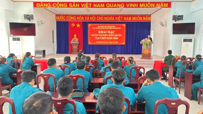 Xã Đông Khánh Sơn khai mạc huấn luyện dân quân tại chỗ năm 2026