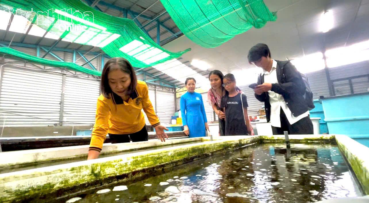 Em Mắt Thương được mẹ đưa đi tham quan tại Bảo tàng.