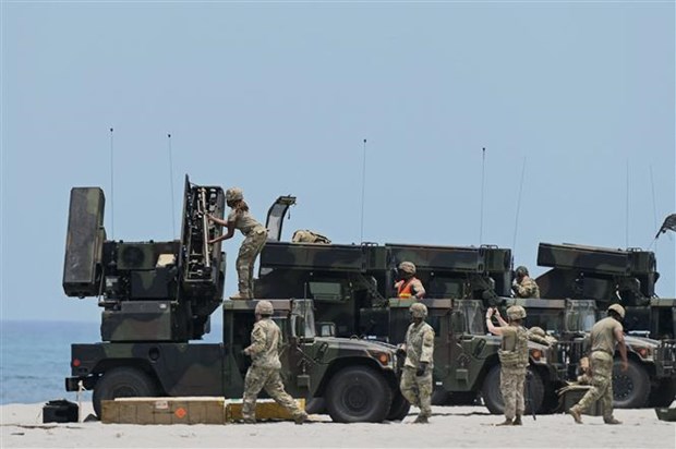 Hệ thống tên lửa đất đối không Avenger của Mỹ tham gia cuộc tập trận chung Mỹ-Philippines ở Zambales (Philippines) ngày 25/4/2023. (Ảnh: AFP/TTXVN)

