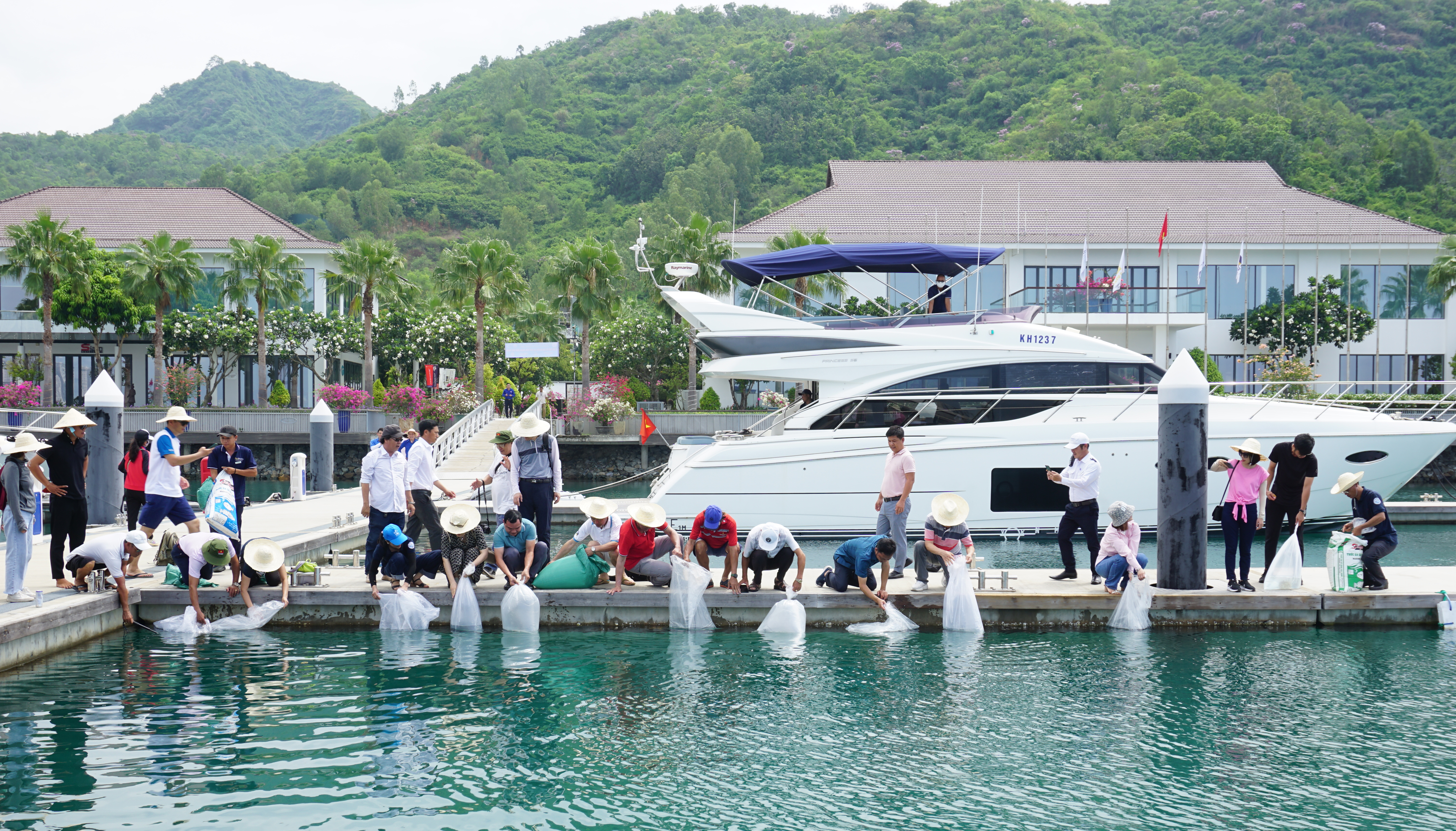 Thả giống tái tạo nguồn lợi thủy sản và trồng phục hồi rừng ngập mặn tại vịnh Nha Trang