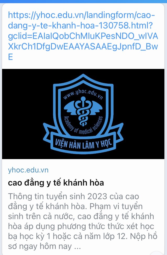 Giả mạo website Trường Cao đẳng Y tế Khánh Hòa để tuyển sinh