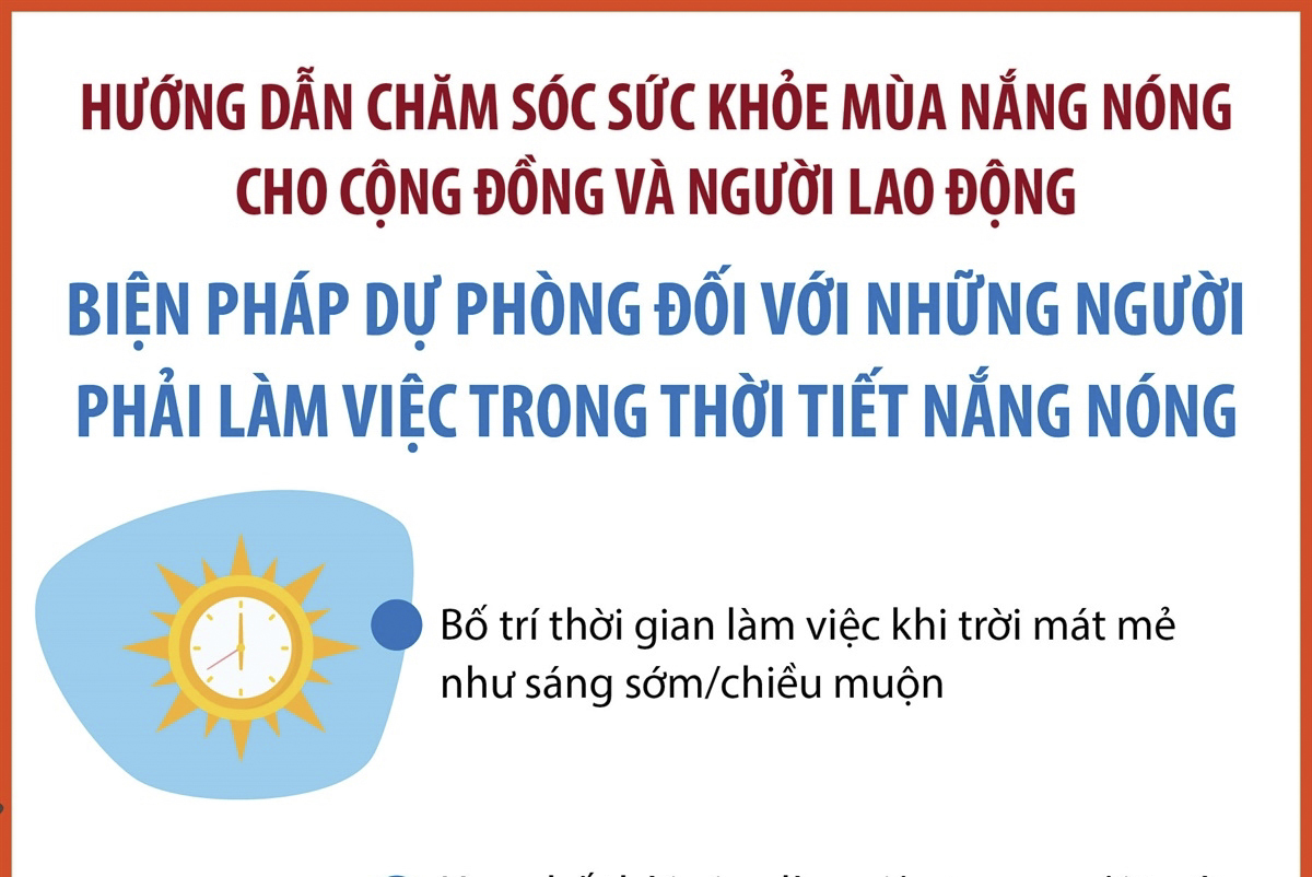 Hướng dẫn chăm sóc sức khỏe mùa nắng nóng cho cộng đồng và người lao động:: Biện pháp dự phòng đối với những người phải làm việc trong thời tiết nắng nóng