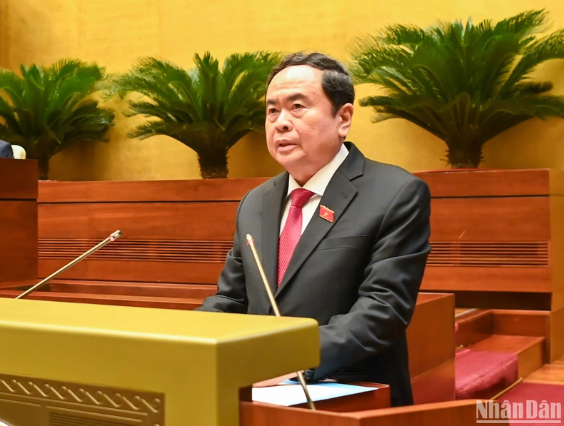 Chủ tịch Quốc hội Trần Thanh Mẫn phát biểu bế mạc Kỳ họp. (Ảnh: DUY LINH)