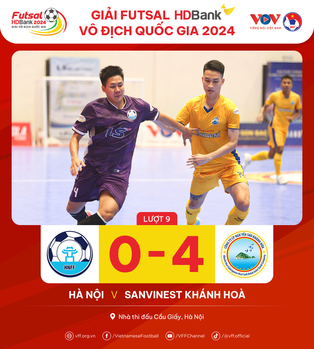 Sanvinest Khánh Hòa thắng Hà Nội 4-0