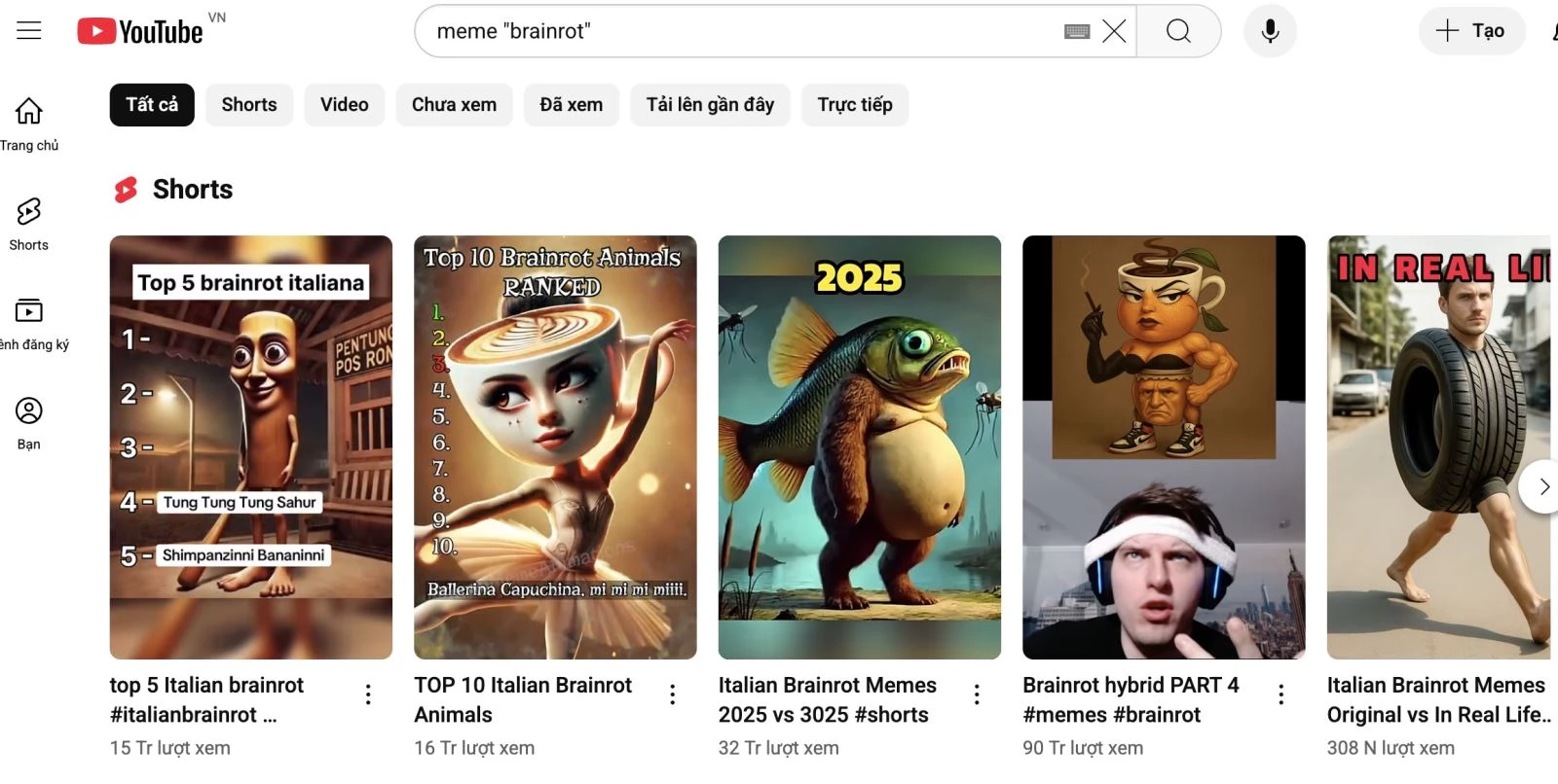 Meme brainrot không mang lại giá trị thông tin rõ ràng, nhưng chúng lại phản ánh một phần của văn hóa số trẻ em. Ảnh chụp màn hình