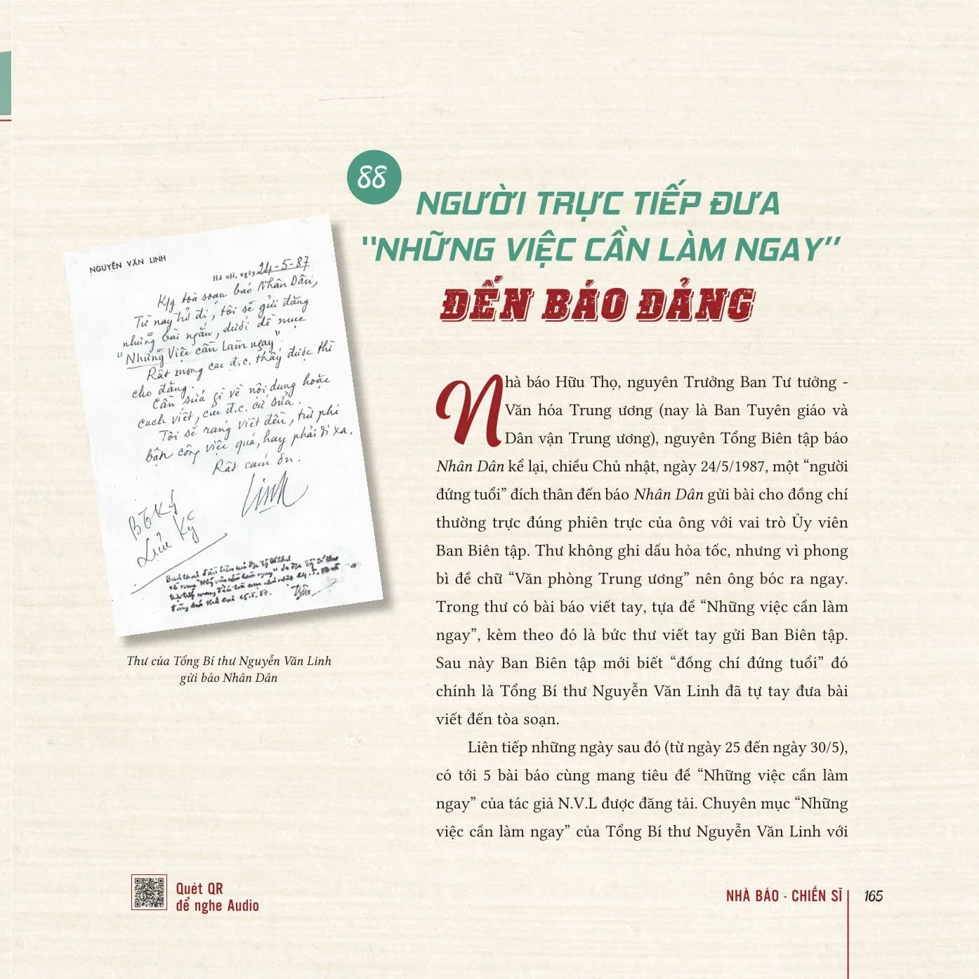 Một trong những trang viết về các nhà báo. Ảnh: NXB Chính trị quốc gia Sự thật