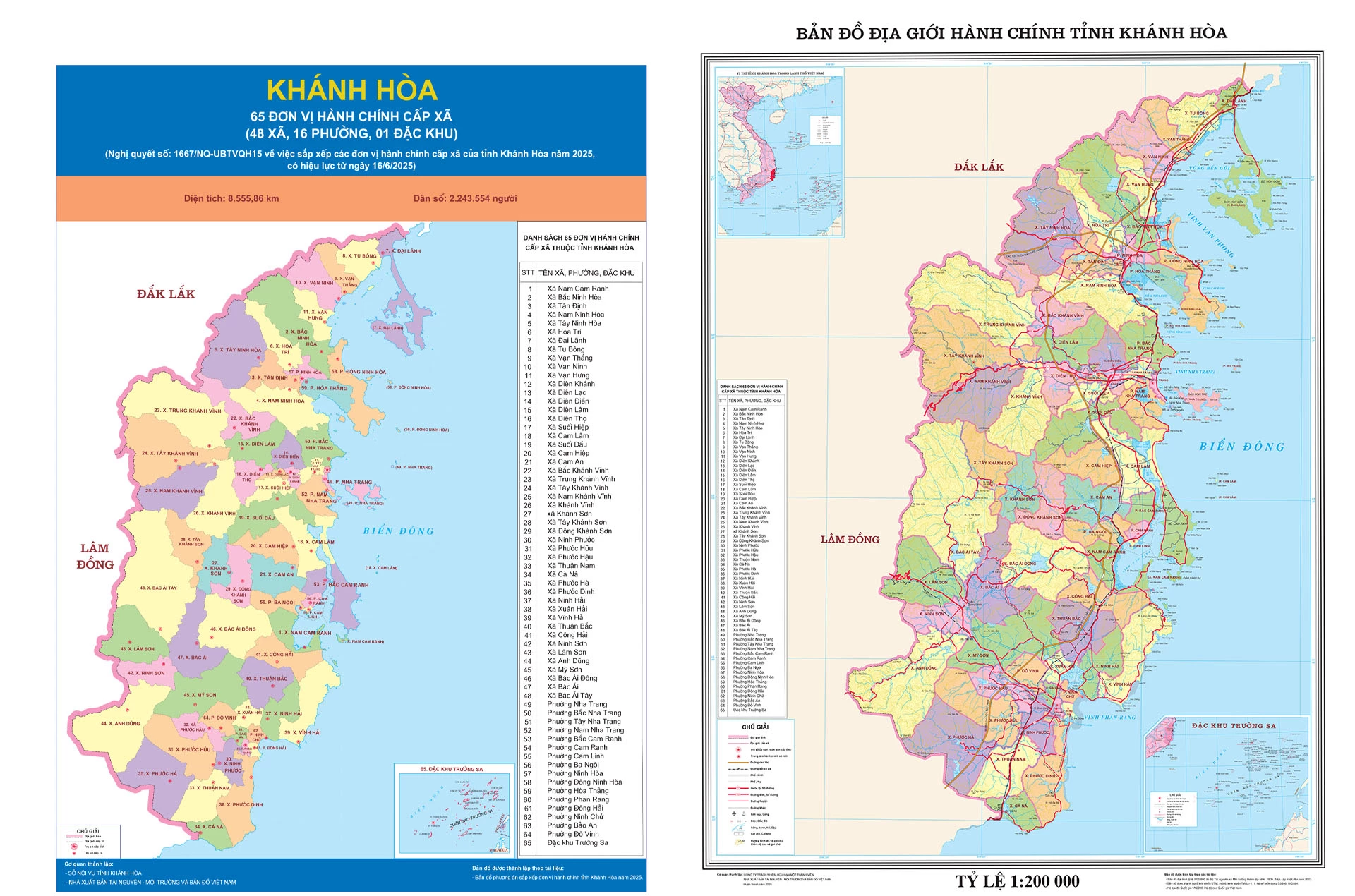 Danh sách 65 đơn vị hành chính cấp xã thuộc tỉnh và bản đồ địa giới hành chính tỉnh Khánh Hòa