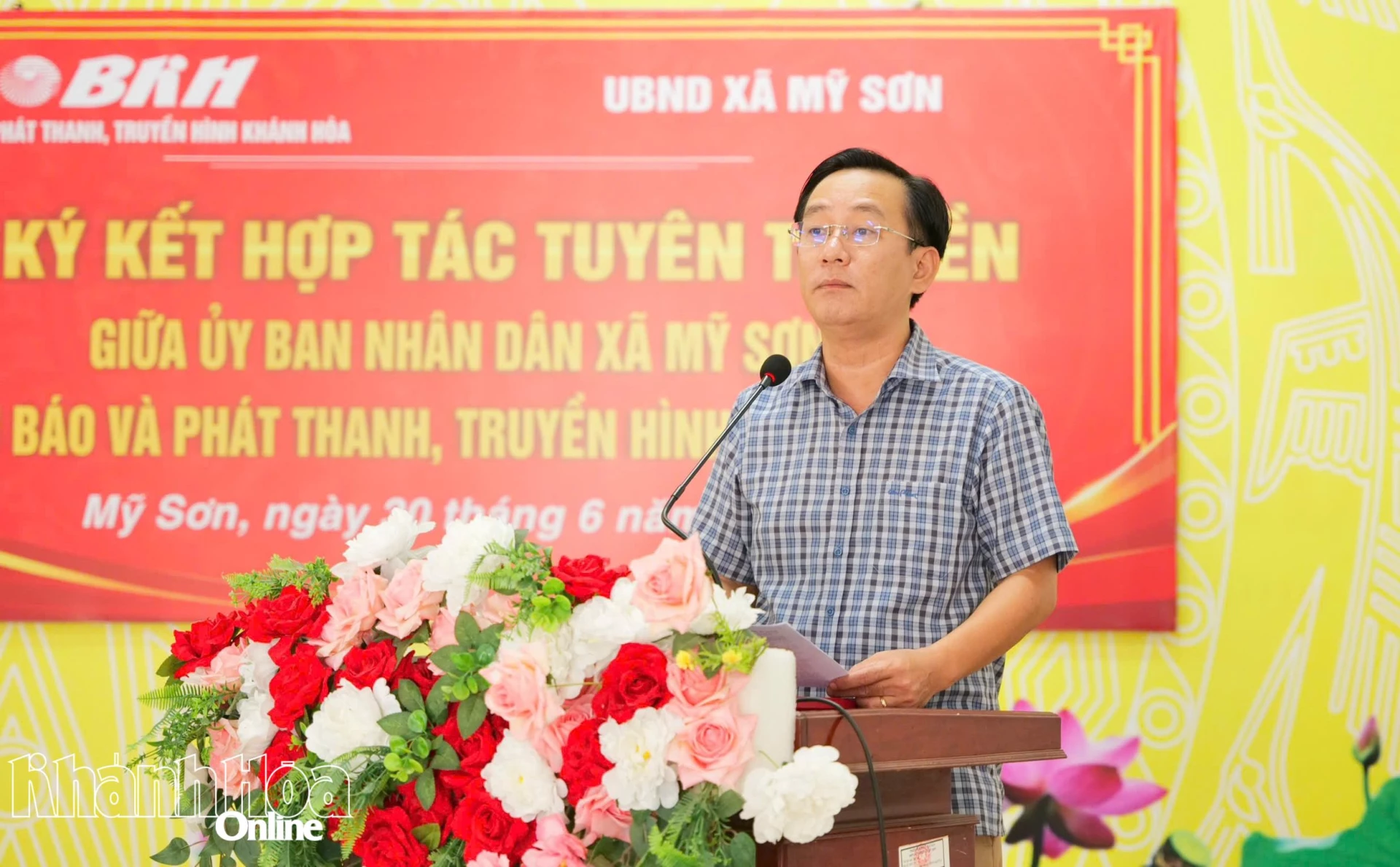 Chủ tịch UBND xã Mỹ Sơn Huỳnh Phương Nam phát biểu.